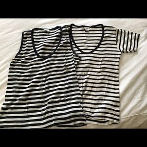 Edith A Miller lot of 2 striped tees L